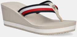 Tommy Hilfiger flip-flop TH CORPORATE WEDGE BEACH SANDAL bézs, női, éksarkú, FW0FW08520 - bézs Női 39