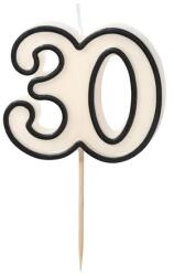 PartyDeco Születésnapi gyertya 30 - Fekete-fehér