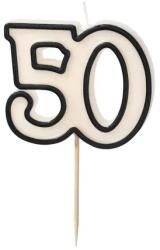 PartyDeco Születésnapi gyertya 50 - Fekete-fehér