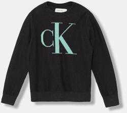 Calvin Klein gyerek pamut pulóver fekete, könnyű, IB0IB02152 - fekete 140