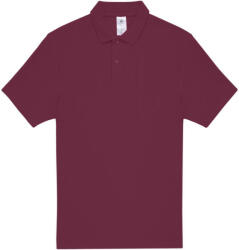 B&C rövid ujjú kétgombos unisex pamut galléros póló O06, Wine-XL (BO060809)
