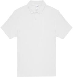 B&C rövid ujjú kétgombos unisex pamut galléros póló O06, White-M (BO060107)