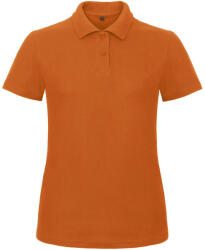 B&C klasszikus fazonú, rövid ujjú Női galléros póló, O07, Orange-3XL (BO071011)