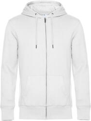 B&C Collection cipzáros kapucnis férfi pulóver kétoldali zsebekkel O86, White-XL (BO860109)