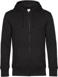 B&C Collection cipzáros kapucnis férfi pulóver kétoldali zsebekkel O86, Black Pure-M (BO860307)