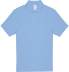 B&C rövid ujjú kétgombos unisex pamut galléros póló O06, Light Blue-XS (BO061213)