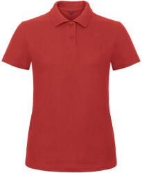 B&C klasszikus fazonú, rövid ujjú Női galléros póló, O07, Red-XS (BO070513)