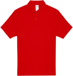 B&C rövid ujjú kétgombos unisex pamut galléros póló O06, Red-XL (BO060509)