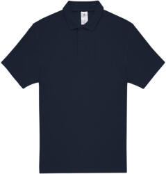 B&C rövid ujjú kétgombos unisex pamut galléros póló O06, Navy-XL (BO060409)