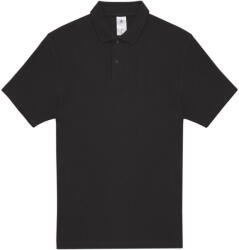 B&C rövid ujjú kétgombos unisex pamut galléros póló O06, Black-2XL (BO060310)