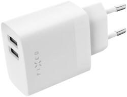 FIXED hálózati töltő, 2*USB-A kimenet, 17W + USB/USB-C kábel, fehér