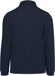 B&C Collection hosszú ujjú előzsugorodott férfi galléros pamut póló O30, Navy-L (BO300408)