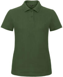 B&C klasszikus fazonú, rövid ujjú Női galléros póló, O07, Bottle Green-XL (BO070609)