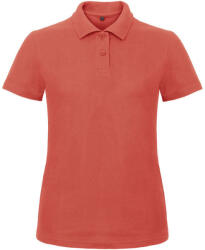 B&C klasszikus fazonú, rövid ujjú Női galléros póló, O07, Pixel Coral-L (BO075308)