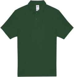 B&C rövid ujjú kétgombos unisex pamut galléros póló O06, Bottle Green-3XL (BO060611)