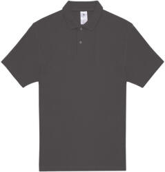 B&C rövid ujjú kétgombos unisex pamut galléros póló O06, Anthracite-L (BO062308)