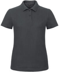 B&C klasszikus fazonú, rövid ujjú Női galléros póló, O07, Anthracite-XL (BO072309)