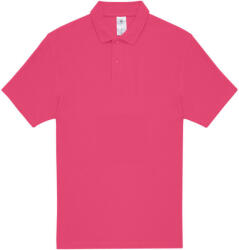 B&C rövid ujjú kétgombos unisex pamut galléros póló O06, Fuchsia-M (BO062807)