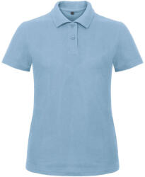 B&C klasszikus fazonú, rövid ujjú Női galléros póló, O07, Light Blue-S (BO071206)