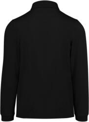 B&C Collection hosszú ujjú előzsugorodott férfi galléros pamut póló O30, Black-L (BO300308)