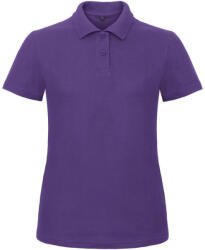 B&C klasszikus fazonú, rövid ujjú Női galléros póló, O07, Purple-XS (BO071313)