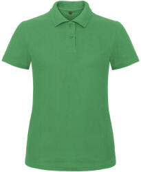 B&C klasszikus fazonú, rövid ujjú Női galléros póló, O07, Kelly Green-XL (BO073009)