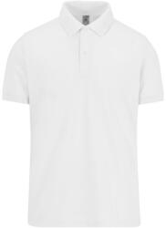 B&C gyűrűs fonású galléros férfi rövid ujjú póló O03, White-S (BO030106)