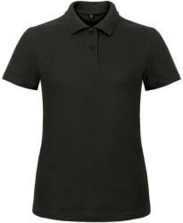 B&C klasszikus fazonú, rövid ujjú Női galléros póló, O07, Black-2XL (BO070310)