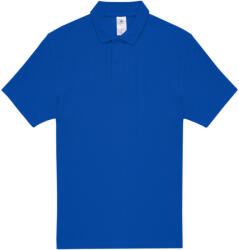 B&C rövid ujjú kétgombos unisex pamut galléros póló O06, Royal Blue-XS (BO060713)