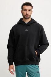 Adidas edzős pulóver POWER fekete, sima, kapucnis, JZ6248 - fekete XXL