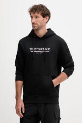Tommy Hilfiger pamut melegítőfelső fekete, nyomott mintás, kapucnis, MW0MW40534 - fekete XL