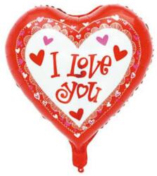  I Love You feliratos - Szív formájú piros kerettel - Fólia Lufi - 45cm - Léggömb - Szerelmes Lufi - Szerelmes Ajándék (NA090)