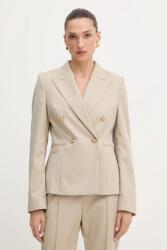 BOSS gyapjú kabát bézs, sima, kétsoros gombolású, 50543280 - bézs 42