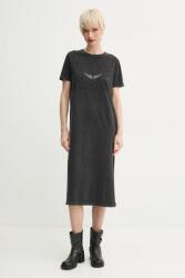 Zadig&Voltaire pamut ruha fekete, midi, egyenes, JWDR01069 - fekete S
