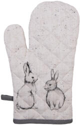 Clayre & Eef Manusa bucatarie termorezistenta bumbac bej gri Iepurasi 18x30 cm (BNS44)