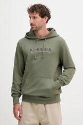 Tommy Hilfiger pamut melegítőfelső zöld, nyomott mintás, kapucnis, MW0MW40534 - zöld L