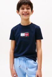 Tommy Hilfiger gyerek pamut póló sötétkék, nyomott mintás, KB0KB09725 - sötétkék 176