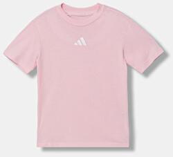 Adidas gyerek pamut póló rózsaszín, nyomott mintás, JW0004 - rózsaszín 164