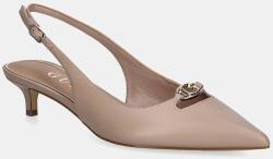 Guess bőr flip-flop JESSAH bézs, alacsony talpú, nyitott sarokkal, FLTJES LEA05 - bézs Női 36