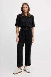 Tommy Hilfiger vászon kezeslábas fekete, galléros, WW0WW47168 - fekete 36