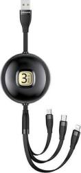 USAMS U69 USB-A apa 2.0 - Micro USB/USB-C/Lightning apa Adat és töltőkábel - Fekete (1.1m) (SJ508USB01) (SJ508USB01)