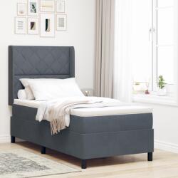 vidaXL Box Spring Ágy Matrac & LED Sötétszürke 100x200 cm Bársony (3343911)
