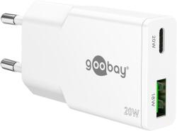 Goobay 75730 Dual USB-A / USB-C GaN Slim Hálózati Töltő Adapter Készlet 20W - Fehér (2 darabos) (75730) (75730)