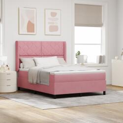vidaXL Box Spring Ágy Matraccal & LED rózsaszín 140x190 cm Bársony (3343921)