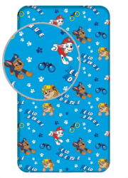 Jerry Fabrics Cearceaf pentru copii albastru din bumbac pentru pat de o persoană cu elastic 90x200 cm Paw Patrol - Jerry Fabrics