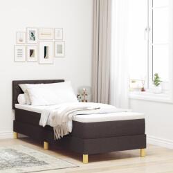 vidaXL Boxspring ágy matraccal & LED világítással, sötétbarna, 80x200 cm, textil (3342474)