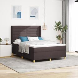 vidaXL Boxspring Ágy Mattal és LED világítással Sötétbarna 160x200 cm Szövet (3343640)