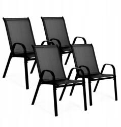  4 db rakásolható kerti szék szett acél vázzal textilháló üléssel (SC-092KD-4)