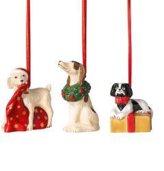 Villeroy & Boch V&B Nostalgic Ornaments karácsonyfadísz szett 3részes, Kutyusok (14-8331-6692)