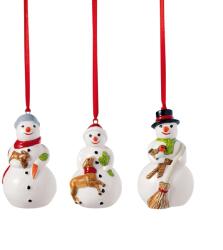 Villeroy & Boch V&B Nostalgic Ornaments karácsonyfadísz szett 3részes, Hóemberek (14-8331-6693)